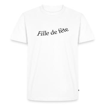Fille de fête - T-shirt Premium bio Homme - blanc - Devant - Nico (187cm)