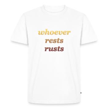 Celui qui se repose rouille - T-shirt Premium bio Homme - blanc - Devant - Nico (187cm)