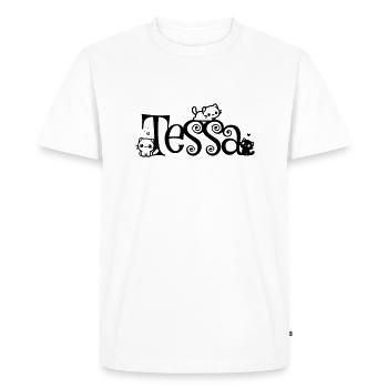 Tessa Nom Prénom Chaton Nom - T-shirt Premium bio Homme - blanc - Devant - Nico (187cm)