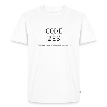 Anvers : « Code Zès ! » – Chemise Tech Dialect - T-shirt Premium bio Homme - blanc - Devant - Nico (187cm)