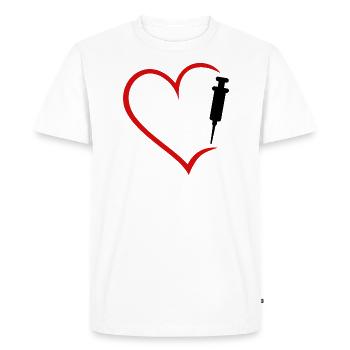 Vaccination Vaccination Médecin Seringue cardiaque Vaccination vaccinée - T-shirt Premium bio Homme - blanc - Devant - Nico (187cm)