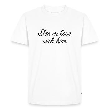In love with him - T-shirt Premium bio Homme - blanc - Devant - Nico (187cm)