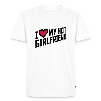 J’aime ma petite amie - T-shirt Premium bio Homme - blanc - Devant - Nico (187cm)