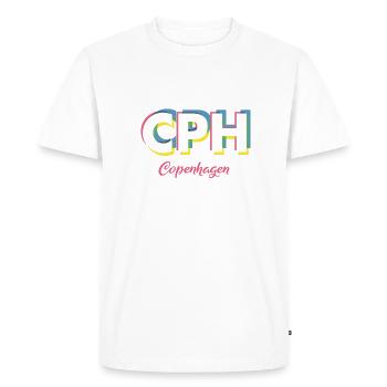 Copenhague - CPH - Copenhague - Dänemark - Danemark - T-shirt Premium bio Homme - blanc - Devant - Nico (187cm)