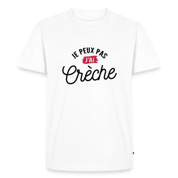 Je peux pas j'ai crèche - T-shirt Premium bio Homme - blanc - Devant - Nico (187cm)
