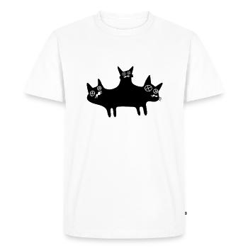 cat with 3 heads - Men's Premium Organic T-Shirt - white - Front - Nico (187cm)
