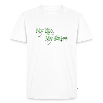 Ma vie Mes règles Citations Tatouage Citation - T-shirt Premium bio Homme - blanc - Devant - Nico (187cm)