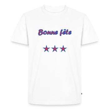 BONNE FÊTE. FÊTE DES MÈRES. FÊTE DES PÈRES. FÊTE - T-shirt Premium bio Homme - blanc - Devant - Nico (187cm)
