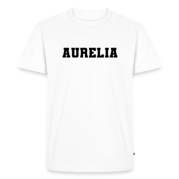 Name - Aurelia - Men's Premium Organic T-Shirt - white - Front - Nico (187cm)