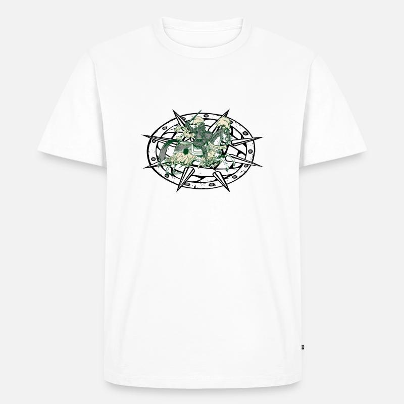 ritter mit pferd - Männer Premium Bio T-Shirt - Weiß