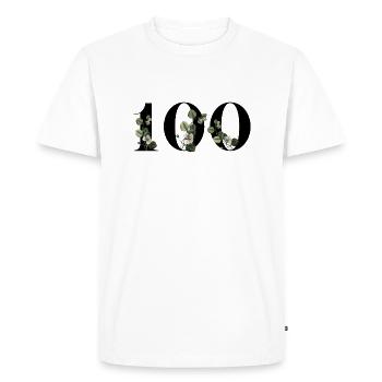 Number 100 Floral Green - 100th Floral Birthday - Men's Premium Organic T-Shirt - white - Front - Nico (187cm)