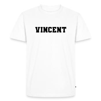 Nom - Vincent - T-shirt Premium bio Homme - blanc - Devant - Nico (187cm)