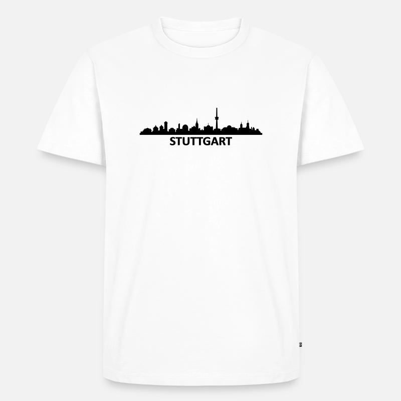 Skyline Stuttgart Name - Männer Premium Bio T-Shirt - Weiß