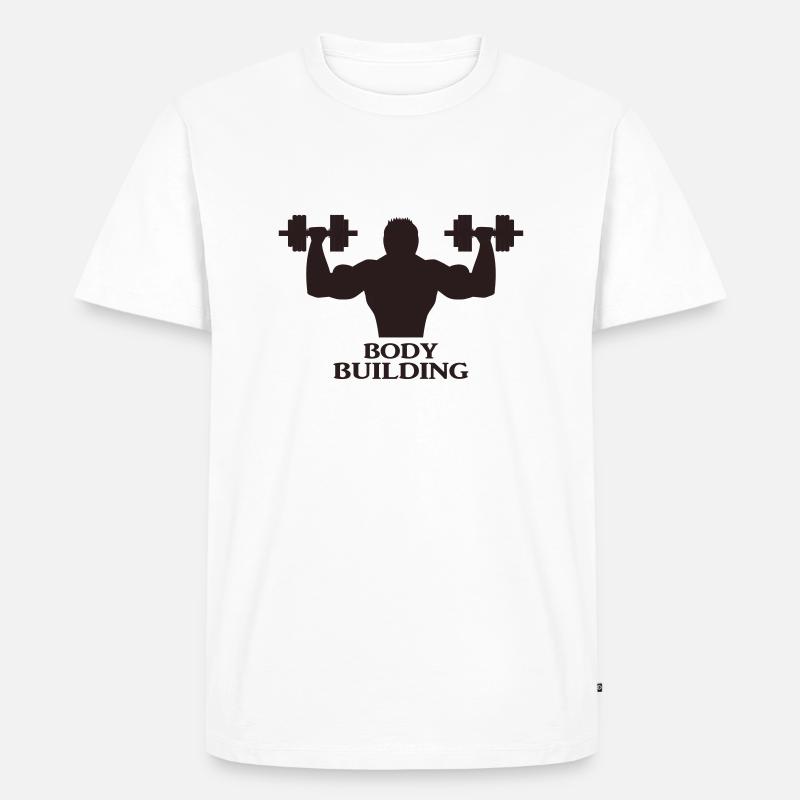 Bodybuilder mit Hanteln - Männer Premium Bio T-Shirt - Weiß