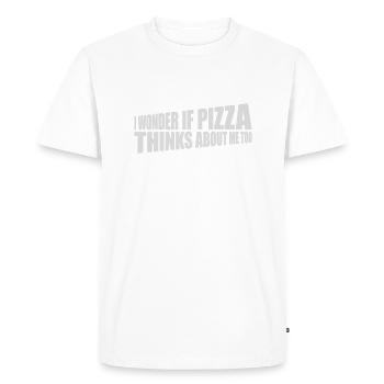pizza thinks about me - Men's Premium Organic T-Shirt - white - Front - Nico (187cm)