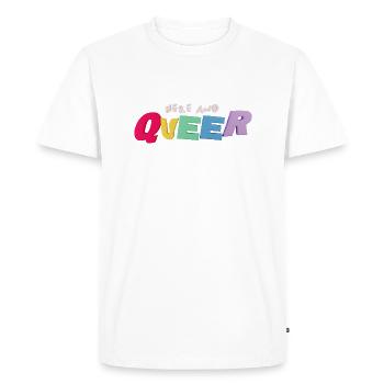 Ici et Queer! - T-shirt Premium bio Homme - blanc - Devant - Nico (187cm)