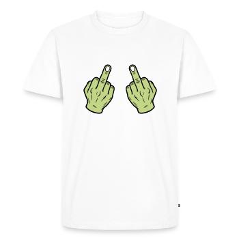Doigt du milieu main coquine - T-shirt Premium bio Homme - blanc - Devant - Nico (187cm)