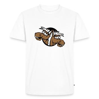 2 Horses Team Laughing Funny Hole Crazy Friend - Men's Premium Organic T-Shirt - white - Front - Nico (187cm)