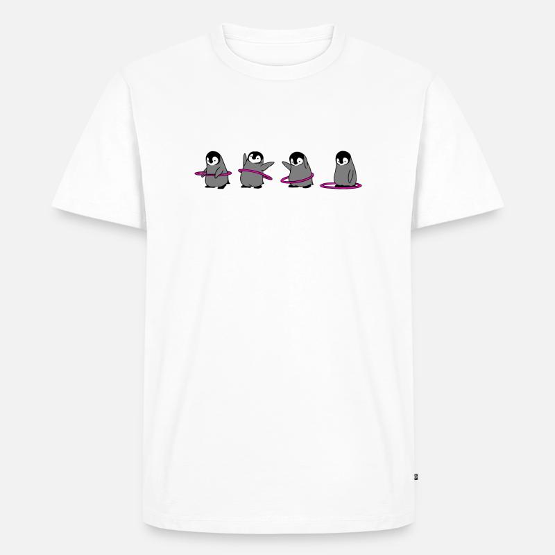 Pinguin Hula Hoop - Männer Premium Bio T-Shirt - Weiß