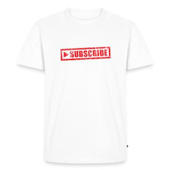 Subscribe grunge stamp - Men's Premium Organic T-Shirt - white - Front - Nico (187cm)