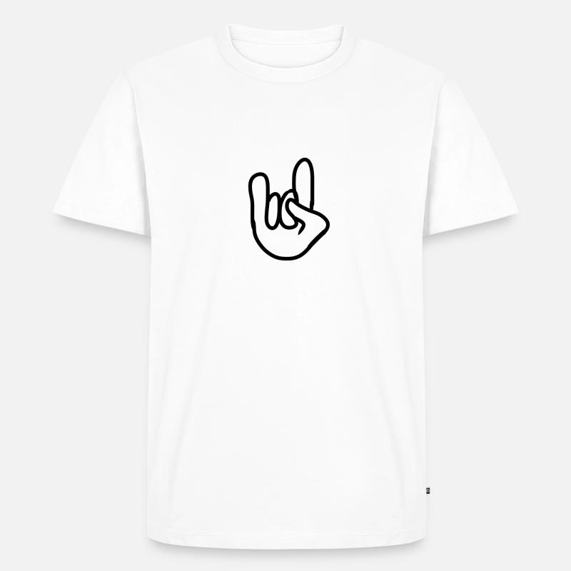 Hörner Handzeichen - Männer Premium Bio T-Shirt - Weiß