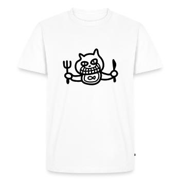 Cat wants to eat - line - Men's Premium Organic T-Shirt - white - Front - Nico (187cm)