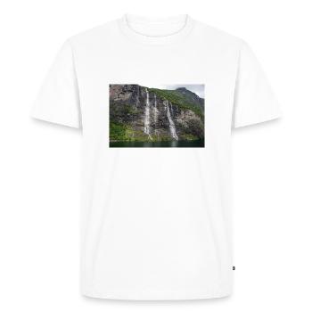 Cascade des Sept Sœurs Norvège Geiranger - T-shirt Premium bio Homme - blanc - Devant - Nico (187cm)