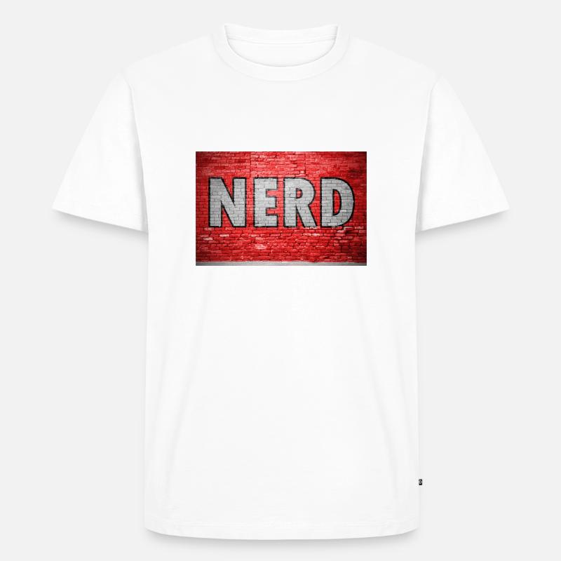 Nerd Graffiti on Brick Wall - Men's Premium Organic T-Shirt - white
