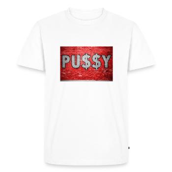 Pussy with Dollar Signs $ Brick Wall Graffit - T-shirt Premium bio Homme - blanc - Devant - Nico (187cm)