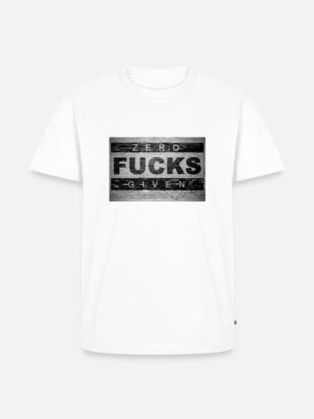 Zero Fucks Given Ziegelsteinmauer Graffiti - Männer Premium Bio T-Shirt - Weiß