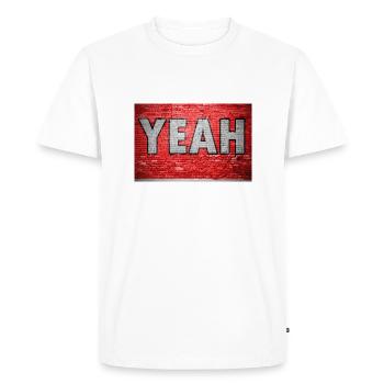 oui Graffiti Mur de briques comiques - T-shirt Premium bio Homme - blanc - Devant - Nico (187cm)