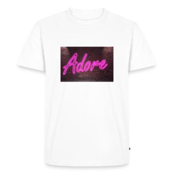 Les néons adorent le lettrage sur Brick Wall la nuit - T-shirt Premium bio Homme - blanc - Devant - Nico (187cm)