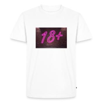 Restrictions d’âge au néon 18 + lettrage sur Brick Wall - T-shirt Premium bio Homme - blanc - Devant - Nico (187cm)