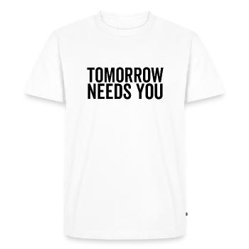 Demain a besoin de vous - T-shirt Premium bio Homme - blanc - Devant - Nico (187cm)