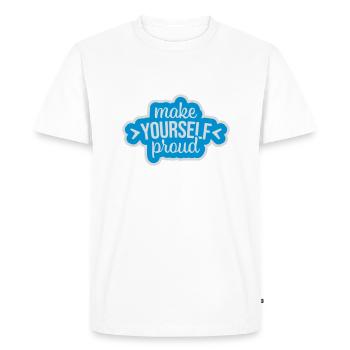 Faites-vous fier de la citation - T-shirt Premium bio Homme - blanc - Devant - Nico (187cm)