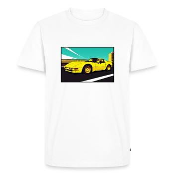 Sports car 80s yellow - Men's Premium Organic T-Shirt - white - Front - Nico (187cm)