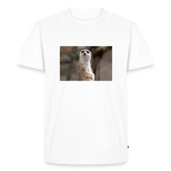 Meerkat (in german Erdmännchen) Suricata suricatta - Men's Premium Organic T-Shirt - white - Front - Nico (187cm)