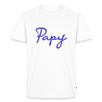 PAPY. FÊTE DES PÈRES. BONNE FÊTE PAPY. JE T'AIME. - T-shirt Premium bio Homme - blanc - Devant - Nico (187cm)