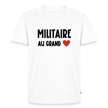 militaire au grand cœur - T-shirt Premium bio Homme - blanc - Devant - Nico (187cm)