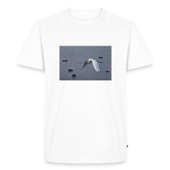 Grandes aigrettes en vol - T-shirt Premium bio Homme - blanc - Devant - Nico (187cm)