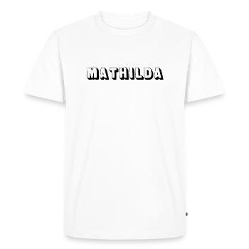 Name - Mathilda - Men's Premium Organic T-Shirt - white - Front - Nico (187cm)