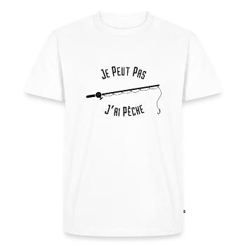 Je peux pas j'ai pêche - T-shirt Premium bio Homme - blanc - Devant - Nico (187cm)