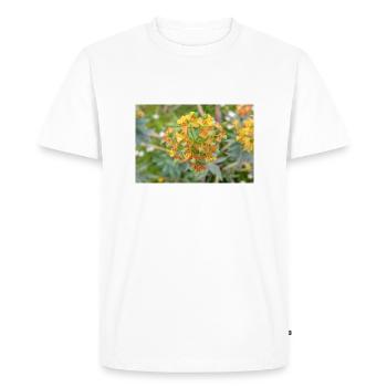blooming colorful Wolfsmilch (Euphorbia) flower - Men's Premium Organic T-Shirt - white - Front - Nico (187cm)