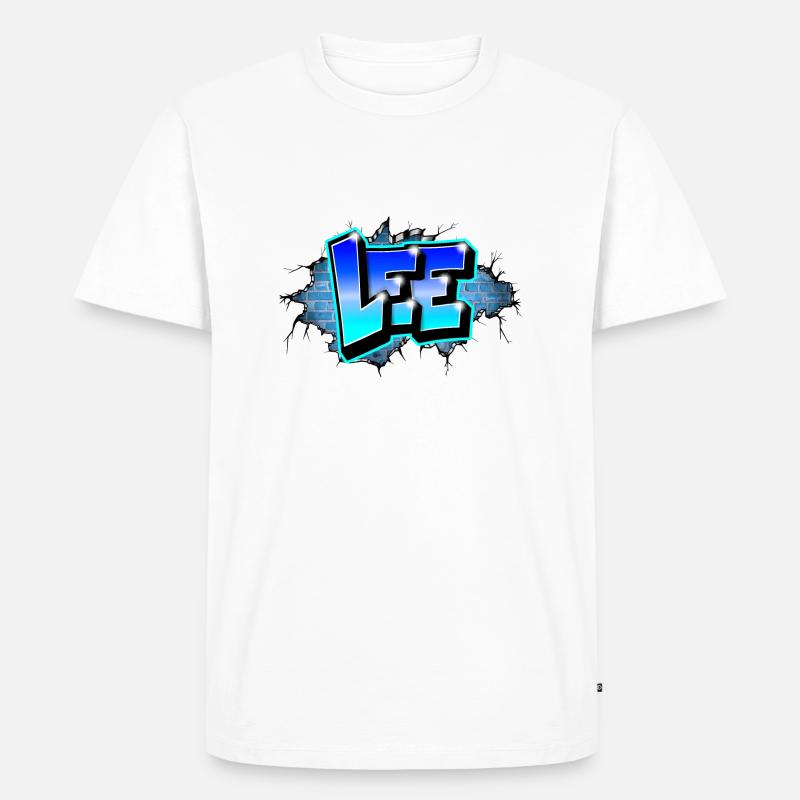 Graffiti LEE Blue Brick Risse - Männer Premium Bio T-Shirt - Weiß