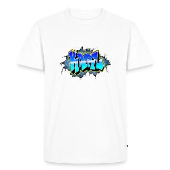 Graffiti KARL Fissure briques bleues - T-shirt Premium bio Homme - blanc - Devant - Nico (187cm)