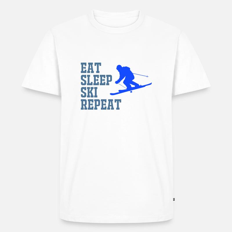 SKI EAT SLEEP REPEAT - Männer Premium Bio T-Shirt - Weiß