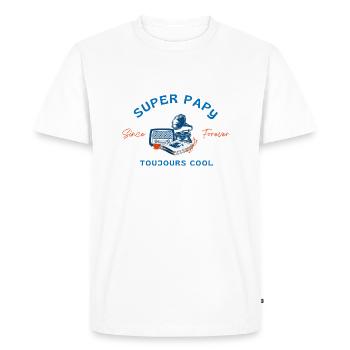 Super papy toujours cool - idée cadeau papy - T-shirt Premium bio Homme - blanc - Devant - Nico (187cm)