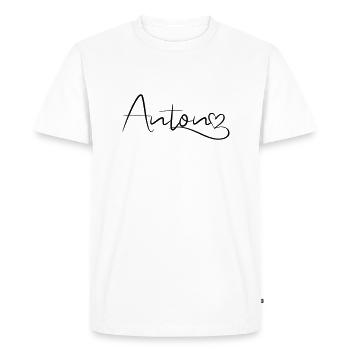 Anton Last Name First Name Heart Decor - Men's Premium Organic T-Shirt - white - Front - Nico (187cm)