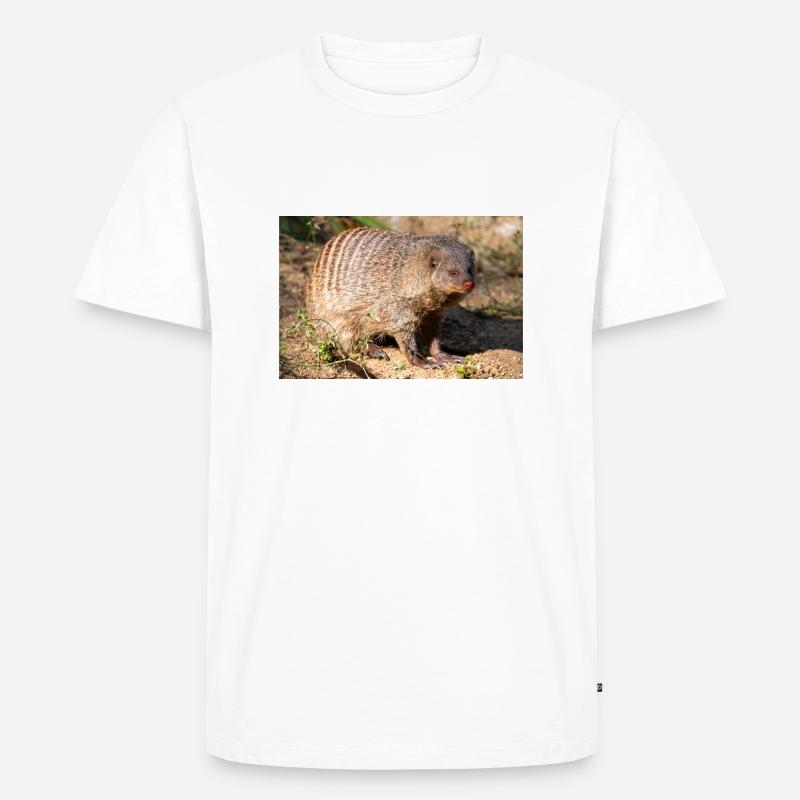 Gebänderte Manguste oder Zebramanguste Zebramanguste - Männer Premium Bio T-Shirt - Weiß