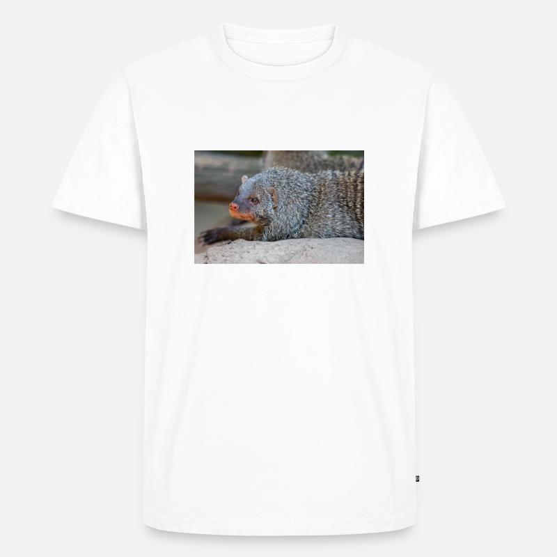 Gebänderte Manguste oder Zebramanguste Zebramanguste - Männer Premium Bio T-Shirt - Weiß